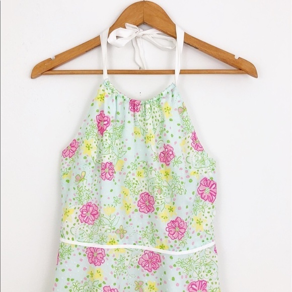 Lily Pulitzer 100% Cotton Halter Floral Midi Dress Size Small - Picture 3 of 8
